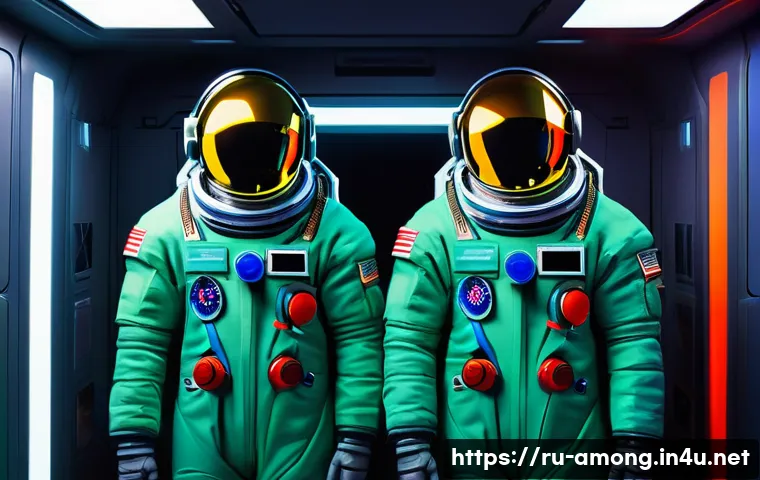 어몽어스 최초 출시일 - **Prompt:** A group of four iconic Among Us crewmates in vibrant primary colors (red, blue, yellow, ...