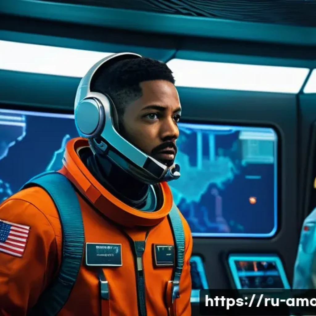 어몽어스 핵 유저 탐지법 - A tense Among Us game scene inside a spaceship, featuring a suspicious player character standing con...